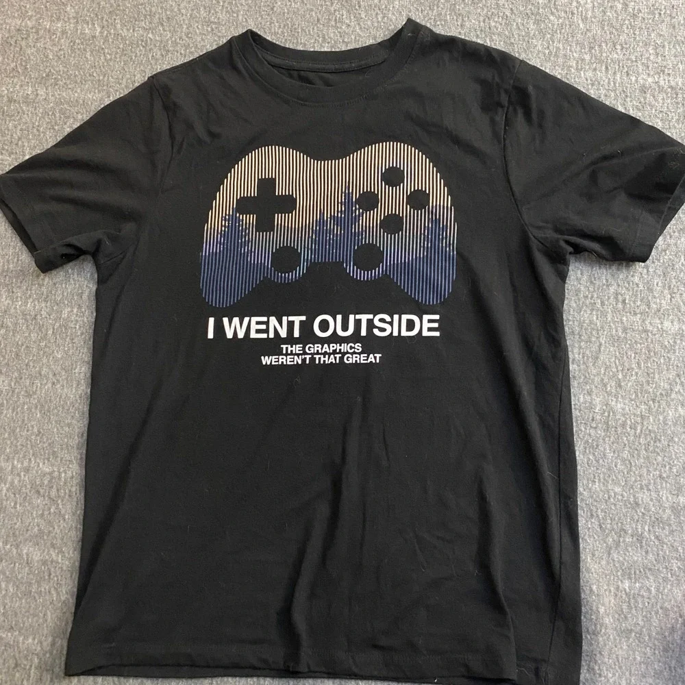 Wonder Nation Boys Gamer T-Shirt Black I Went Outside Graphics XL 14-16 Tee
